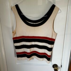 St. John Black, Red, and Cream Striped Tank Top
